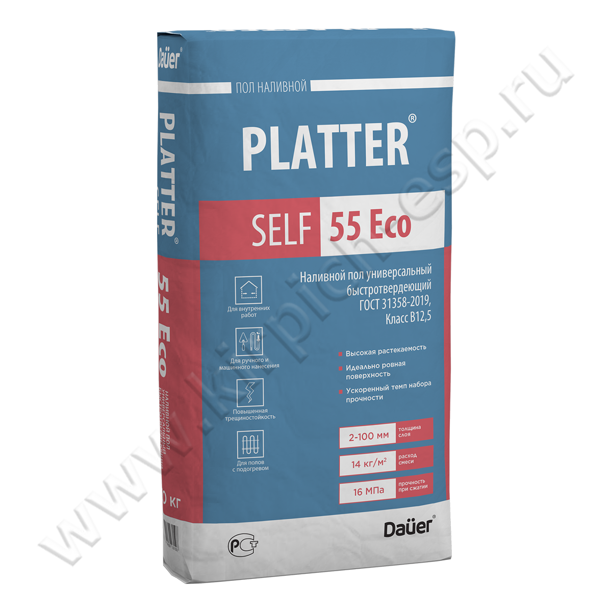 PLATTER SELF 55 Eco Наливной пол универсальный быстротвердеющий 20 кг