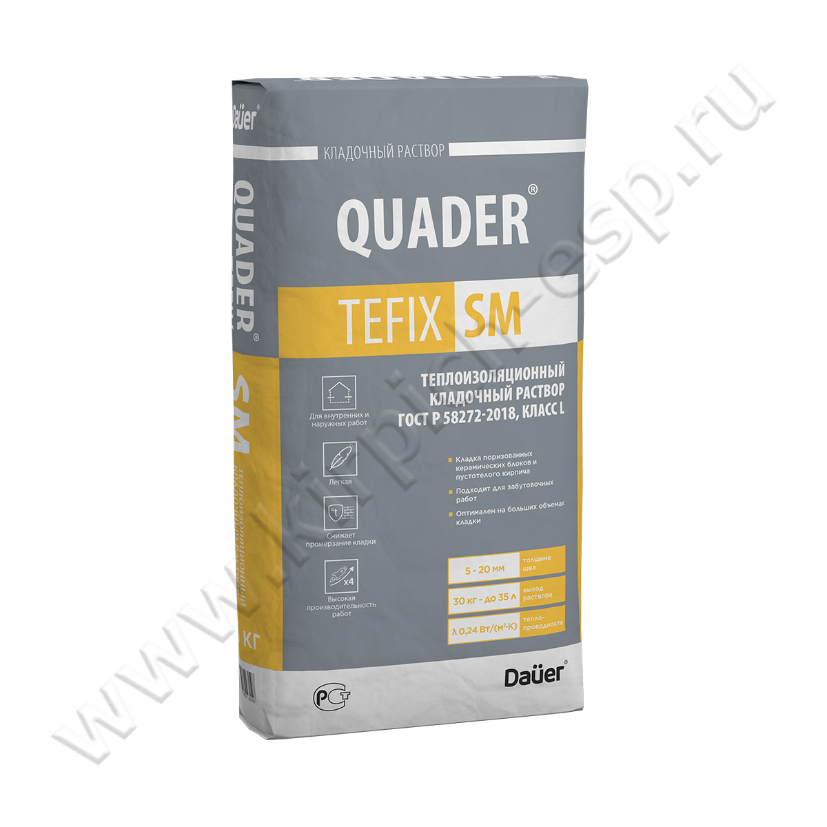 QUADER TEFIX SM Кладочный раствор теплоизоляционный 30 кг