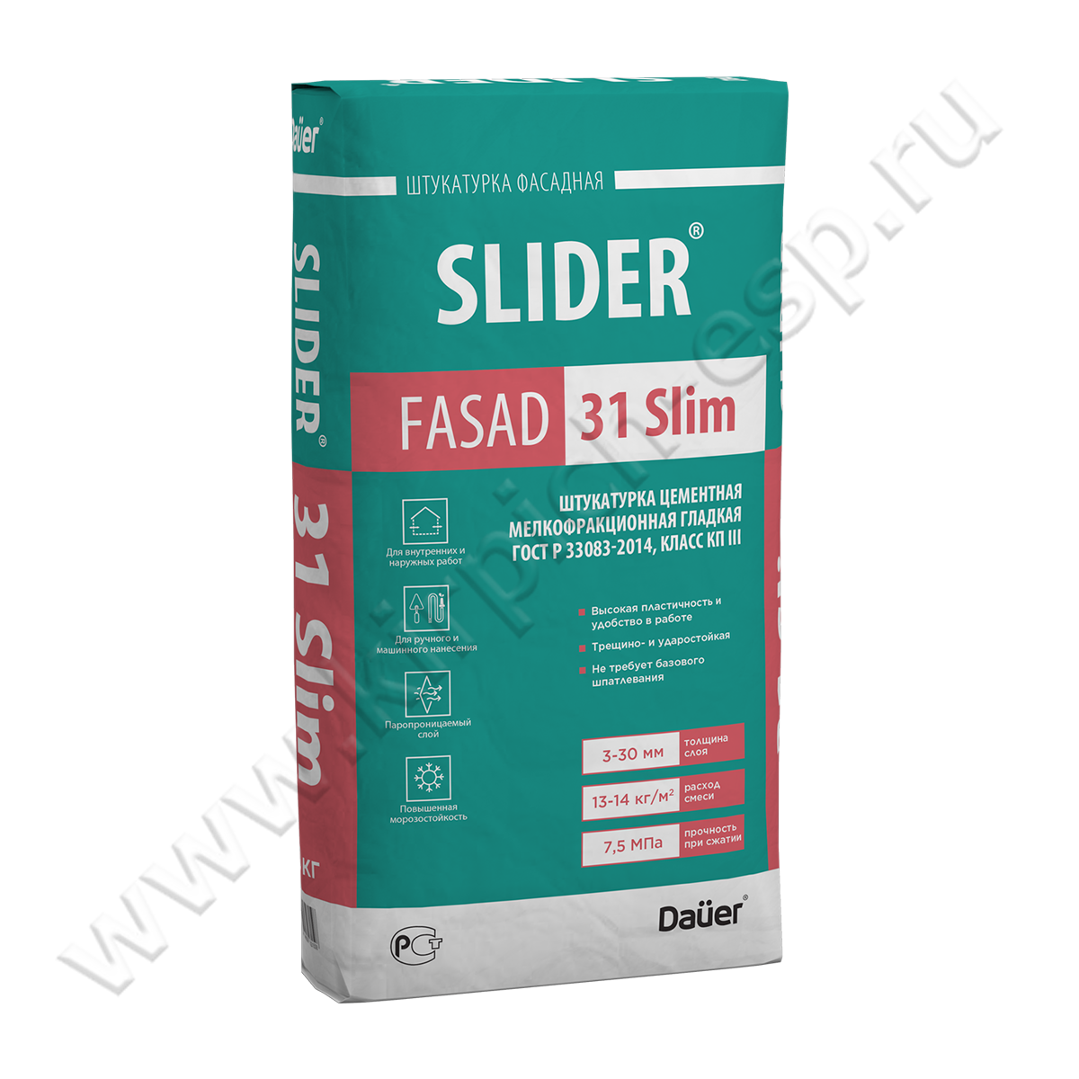 SLIDER FASAD 31 Slim Штукатурка цементная мелкофракционная гладкая 40 кг