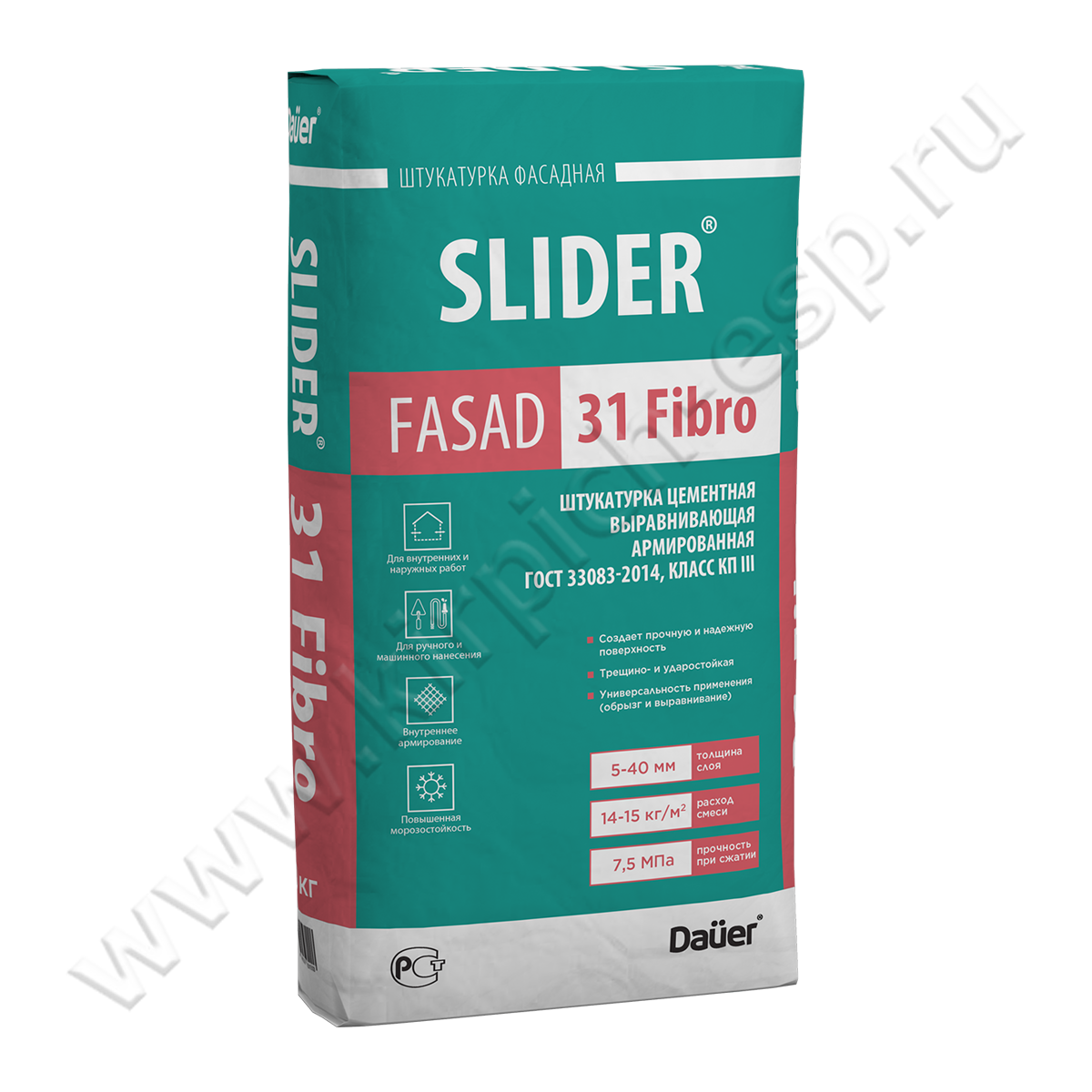 SLIDER FASAD 31 Fibro Штукатурка цементная выравнивающая армированная 40 кг