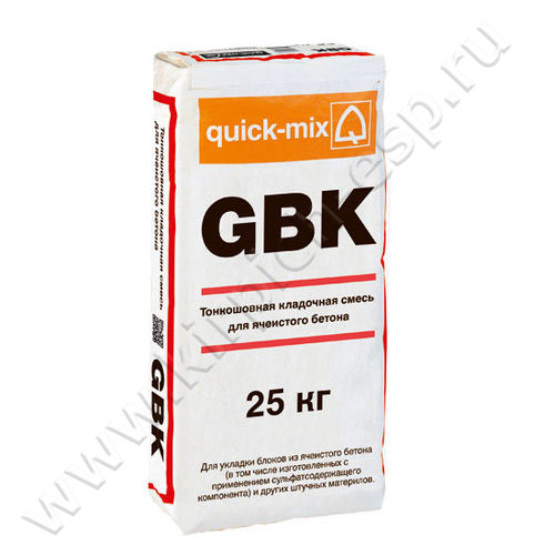 GBK Тонкошовная кладочная смесь для ячеистого бетона, серая (25 кг)