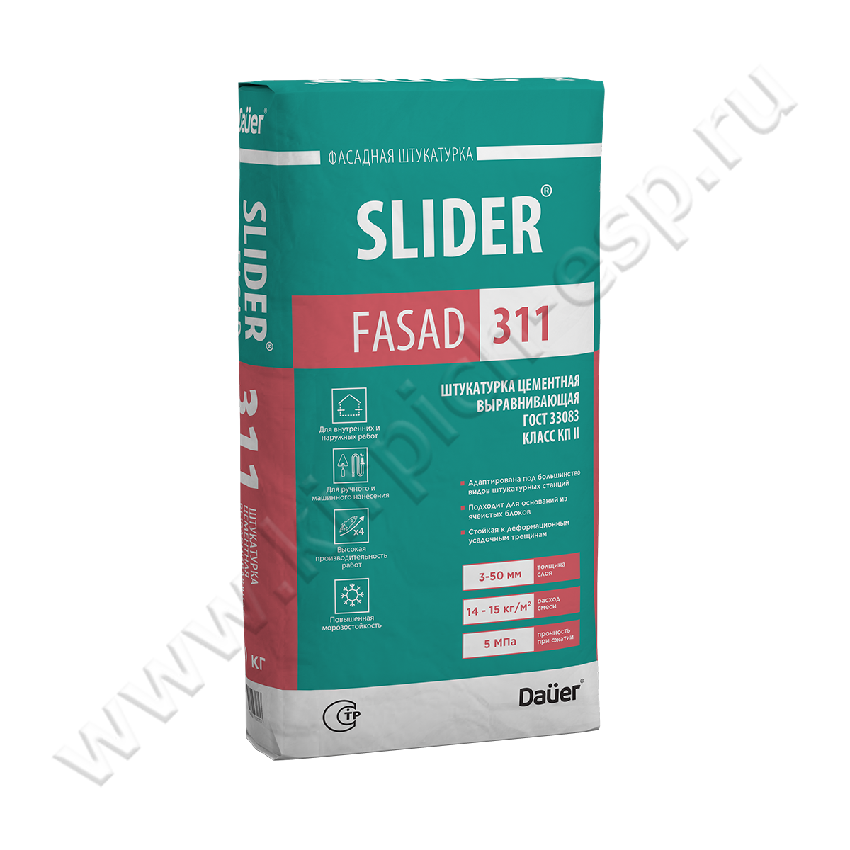 SLIDER FASAD 311 Штукатурка цементная выравнивающая 40 кг