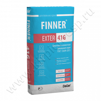 FINNER EXTER 41 G Шпатлевка цементная финишная серая 20 кг