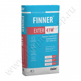FINNER EXTER 41 W Шпатлевка цементная финишная белая 20 кг